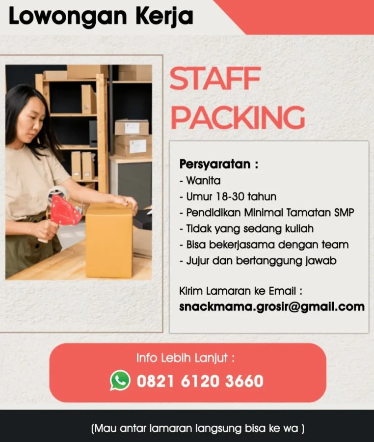 loker medan staff packing